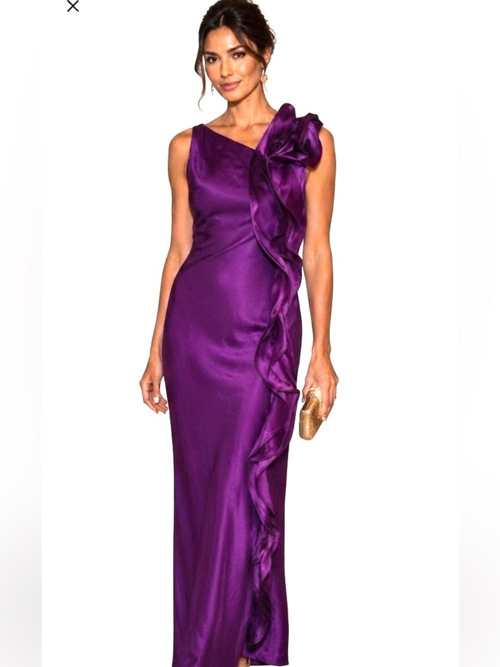 Rickie Freeman for Teri jon Floral Trim Detail Purple Cocktail Dress 8